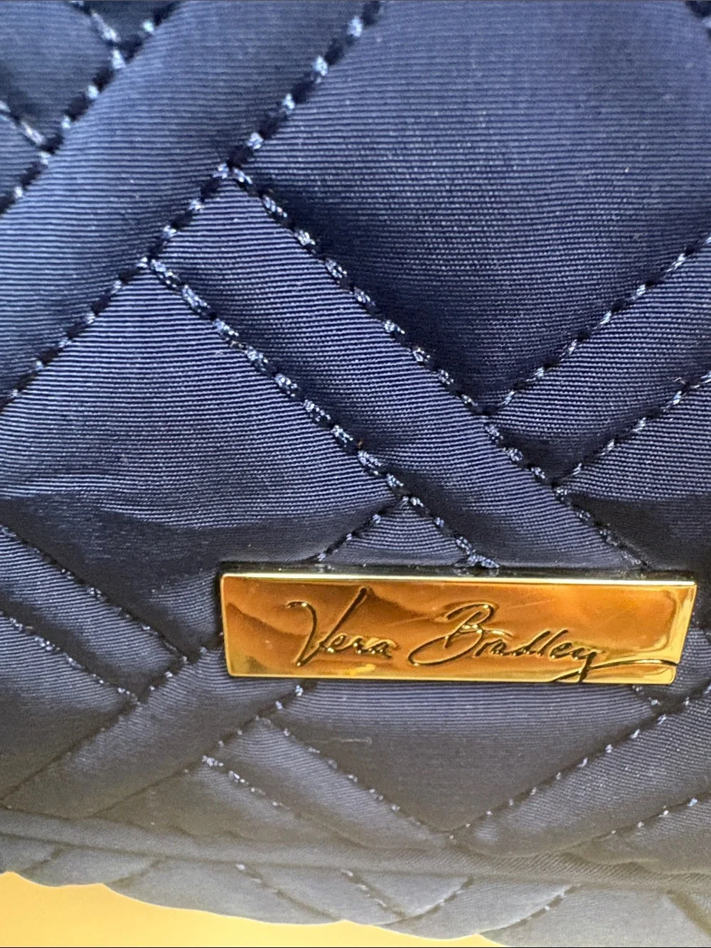 Vera Bradley Quilted Navy Crossbody with Silver Plaque - Picture 1 of 16